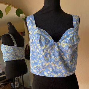 Lily Pulitzer blue corset top vacation summer  beachy seashell print size large
